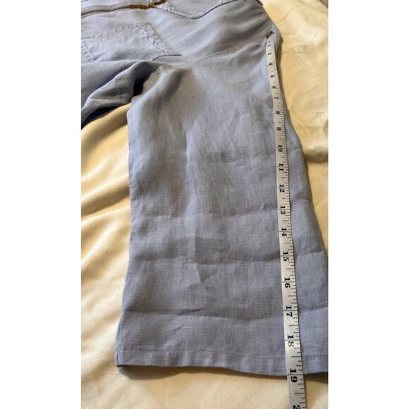 Ellen Tracy Linen Top‎ XL Blue Zip Neck Roll Tab Sleeve 100% Linen Tunic Blouse - Picture 10 of 13